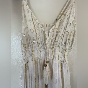 White and Gold Embellished Dress